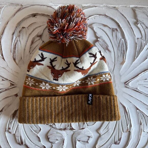 Kavu Herschel Oh Deer beanie with pom - Picture 2 of 6